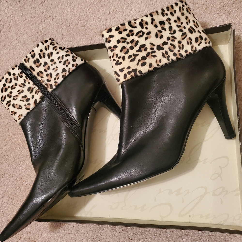 Enzo Angiolini Leopard Trim Booties